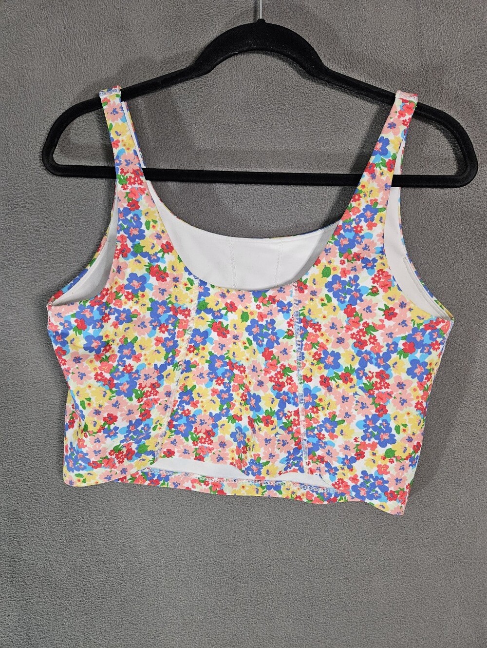 Old Navy Active Powersoft Sports Bra Rainbow Floral Go Dry Crop Tank Large - Picture 5 of 6